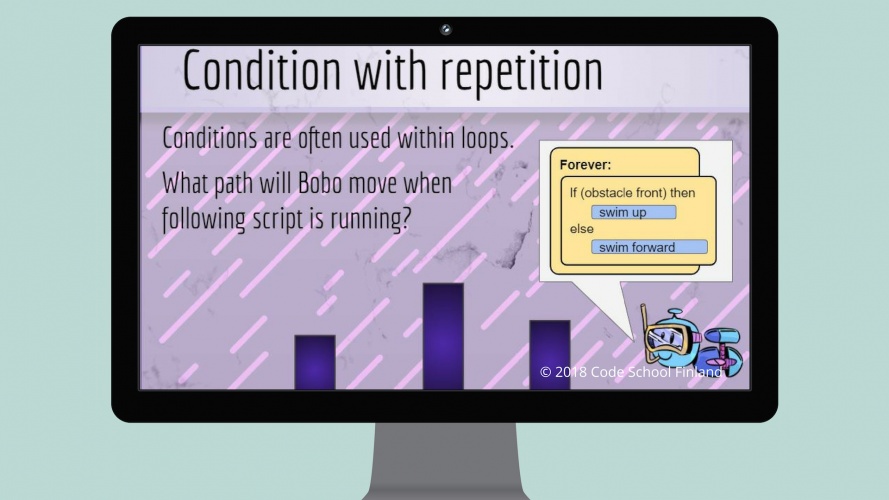 Code School Finland teaches programming using visual programming language Scratch.