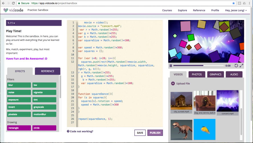 Programming happens by adding program blocks and modifying real Java Script