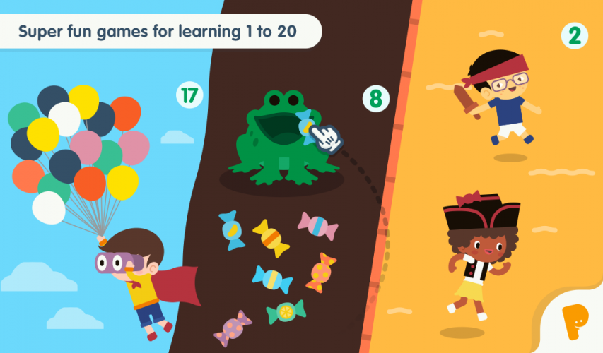 Varied game activities that make exploring the numbers interesting.