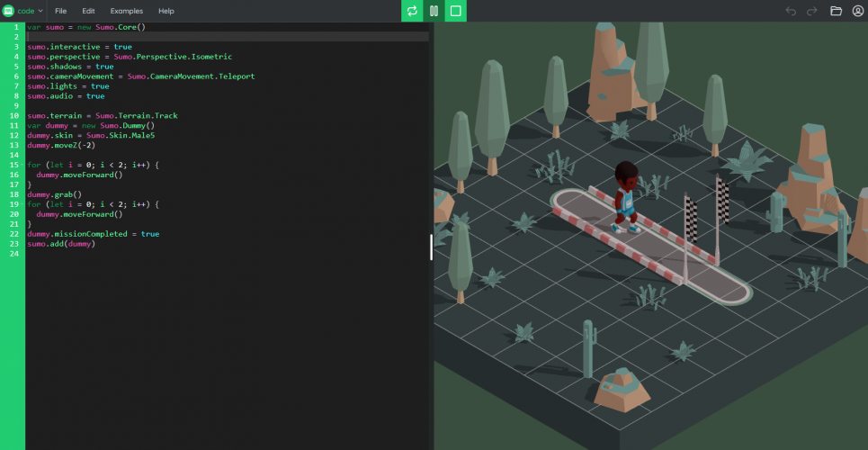 SumoCode allows students to learn coding with gamified examples!
