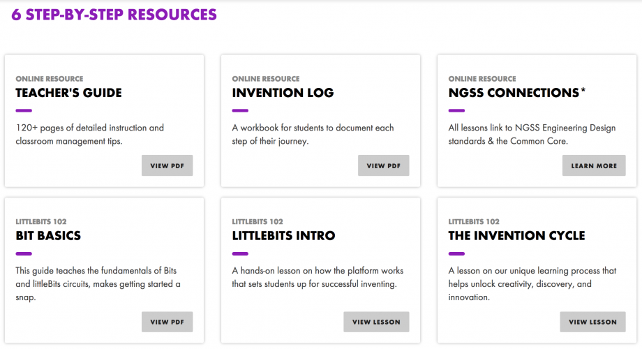 littleBits offers comprehensive resources for teachers and students in order to help the usage in classrooms and to activate students through meaningful assignments. 