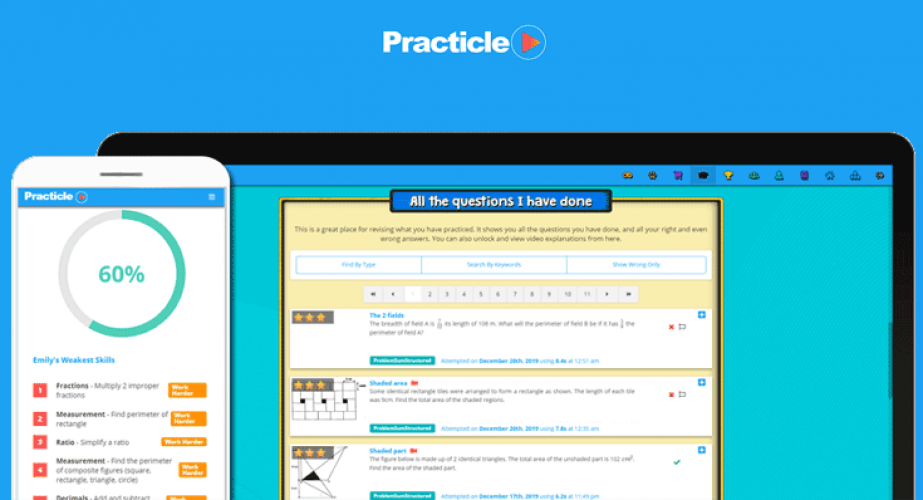 Practicle Math has extensive progress statistics and clear goals for each day.